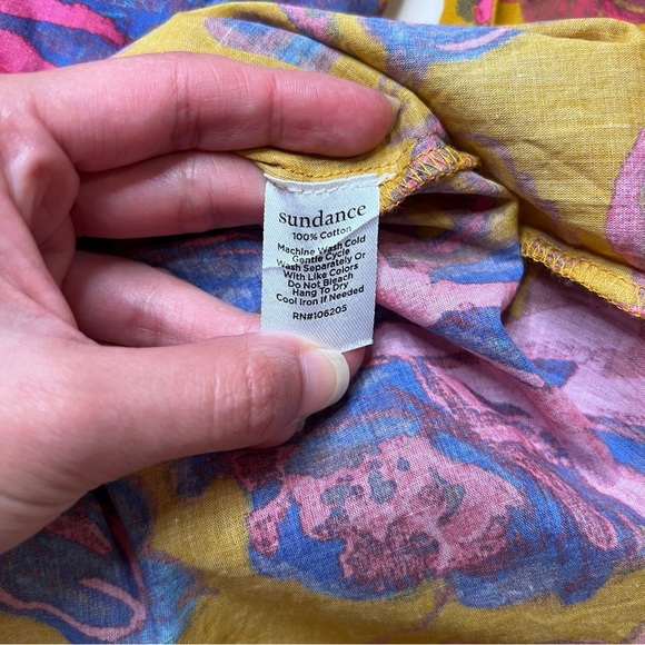 Sundance Multicolored Floral Button Up Ruffle Cotton Blouse SZ Petite M - Picture 8 of 11